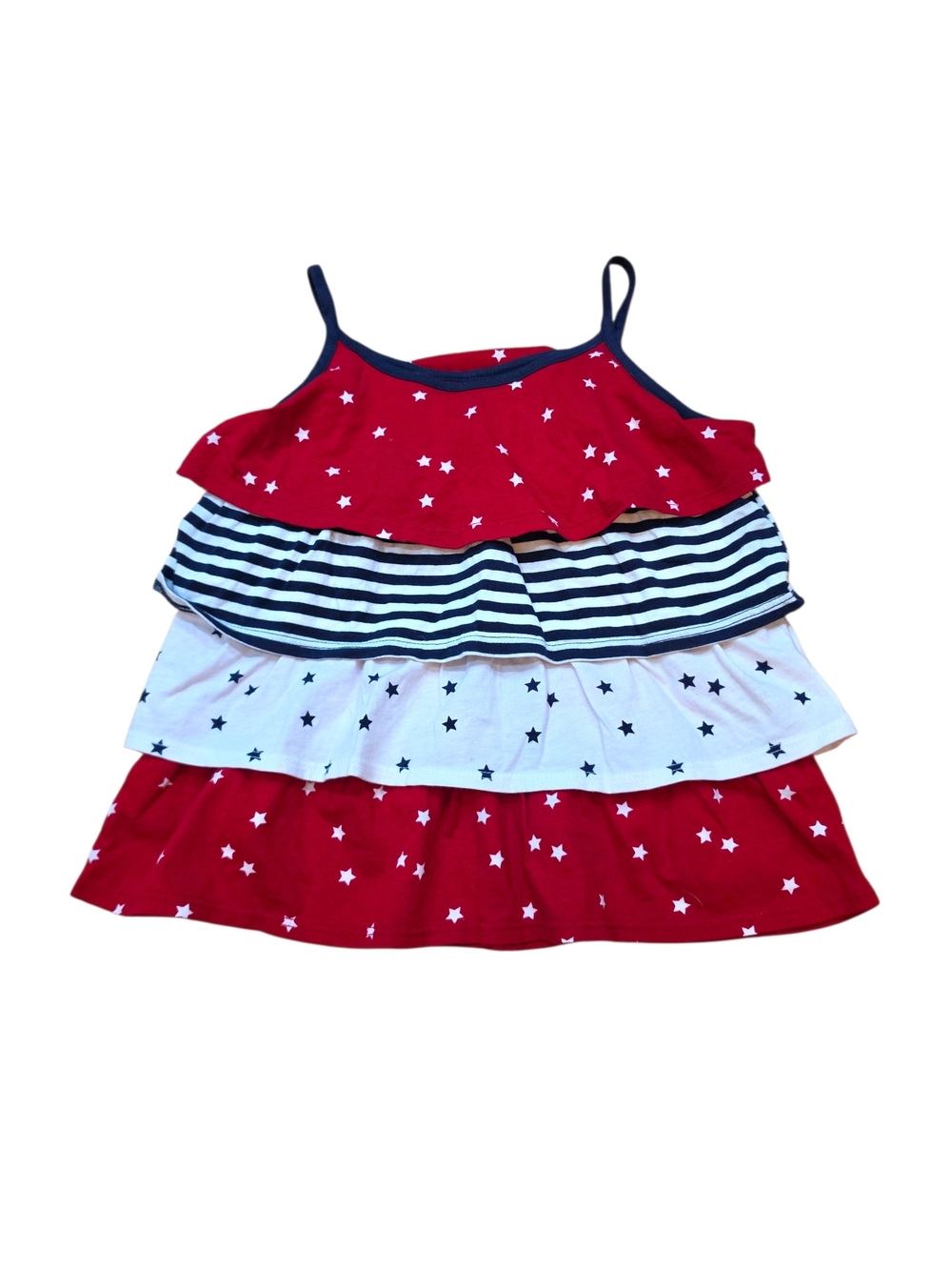Children's Place Girls Red, White & Navy Star Ruffle Tank Top American Size 5/6